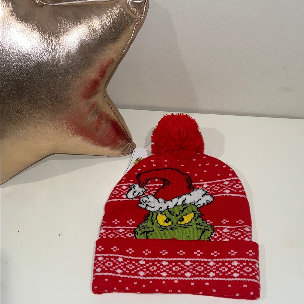 Dr. Seuss Red Grinch Pom Knit Hat for Kids
